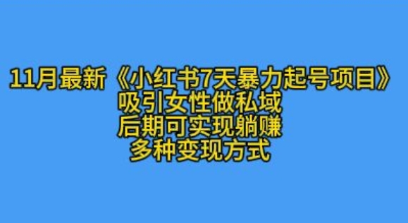 K总部落11月最新小红书7天暴力起号项目，吸引女性做私域【揭秘】-时课网赚