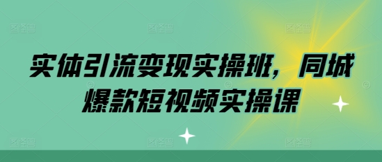 实体引流变现实操班，同城爆款短视频实操课-时课网赚