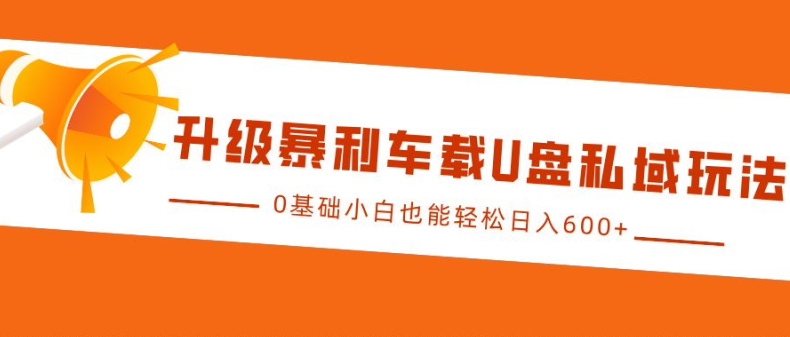 升级暴利车载U盘私域玩法，0基础小白也能轻松日入多张【揭秘】-时课网赚