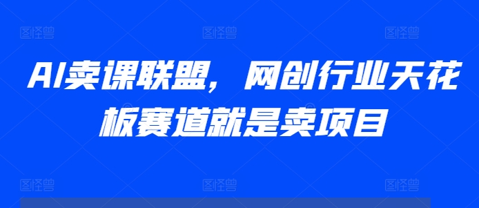 AI卖课联盟，网创行业天花板赛道就是卖项目-时课网赚