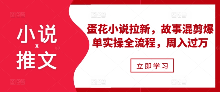 小说推文之蛋花小说拉新，故事混剪爆单实操全流程，周入过万-时课网赚