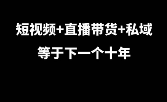 短视频+直播带货+私域等于下一个十年，大佬7年实战经验总结-时课网赚