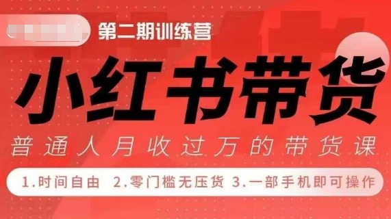 小Red书带货42天训练营 2.0版，宝妈+自由职+上班族+大学生，提高副业收入的大红利项目-时课网赚