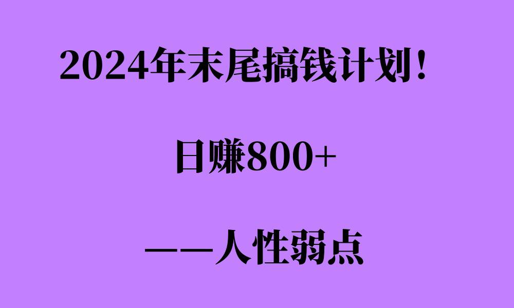 2024年末尾搞钱计划，男粉项目，人性弱点，日入多张-时课网赚