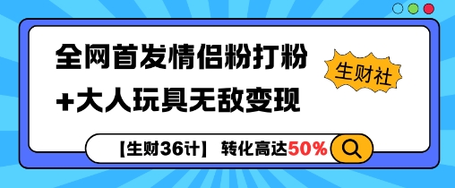 【生财36计】全网首发情侣粉打粉+大人玩具无敌变现-时课网赚