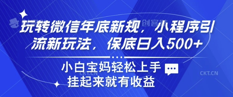 玩转微信年底新规，小程序引流新玩法，保底日入5张，小白宝妈轻松上手-时课网赚