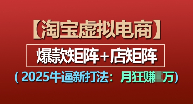 淘宝虚拟电商，2025牛逼新打法：爆款矩阵+店矩阵，月入过万-时课网赚