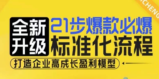 21步爆款必爆标准化流程，全新升级，打造企业高成长盈利模型-时课网赚