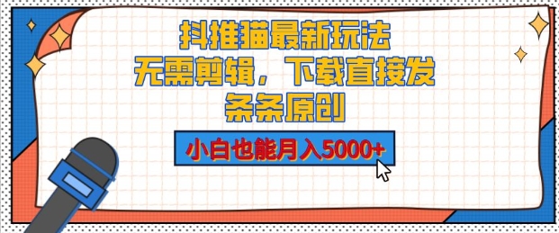 抖推猫最新玩法，小白也能月入5000+，小说推文无需剪辑，直接代发，2分钟直接搞定-时课网赚