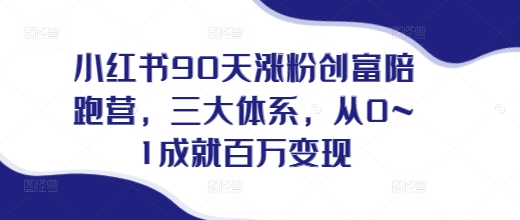 小红书90天涨粉创富陪跑营，​三大体系，从0~1成就百万变现，做小红书的最后一站-时课网赚