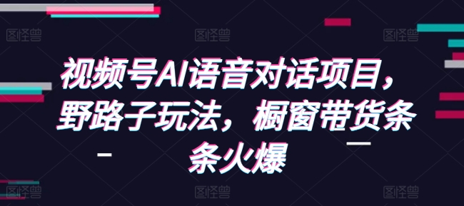 视频号AI语音对话项目，野路子玩法，橱窗带货条条火爆-时课网赚