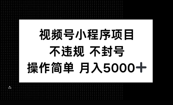 视频号小程序项目，不违规不封号，操作简单 月入500-时课网赚