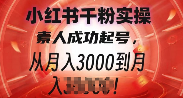 小红书千粉实操课，素人成功起号，从月入3000到月入过W-时课网赚