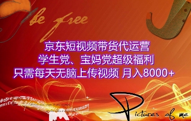 京东短视频带货代运营，学生党、宝妈党超级福利，只需每天无脑上传视频，月入8000+【仅揭秘】-时课网赚