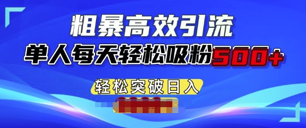 粗暴高效引流，单人每天轻松吸粉500+，轻松突破日入多张-时课网赚