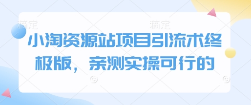 小淘资源站项目引流术终极版，亲测实操可行的-时课网赚