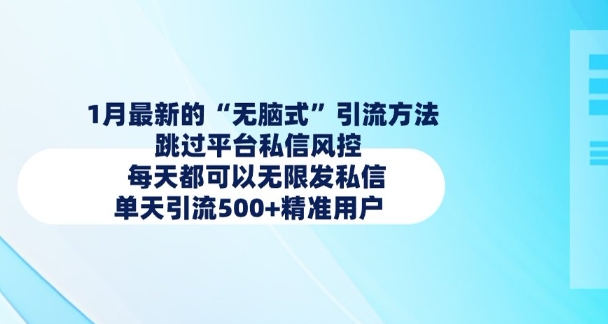 1月最新的无脑式引流方法，跳过平台私信风控，每天都可以无限发私信，单天引流500+精准用户-时课网赚