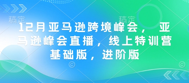 12月亚马逊跨境峰会， 亚马逊峰会直播，线上特训营基础版，进阶版-时课网赚