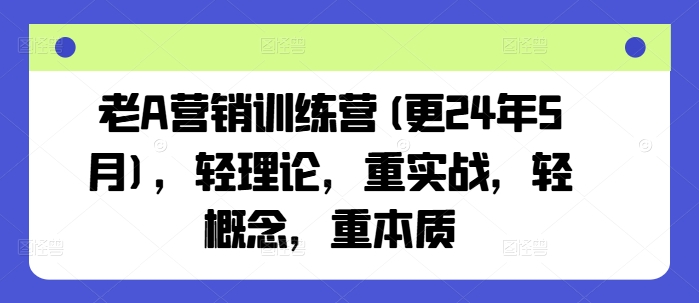 老A营销训练营(更25年1月)，轻理论，重实战，轻概念，重本质-时课网赚
