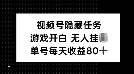 视频号隐藏任务，游戏开白无人挂JI，单号每天收益80+-时课网赚