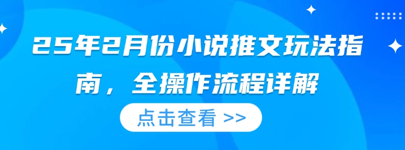 25年2月份小说推文玩法指南，全操作流程详解-时课网赚
