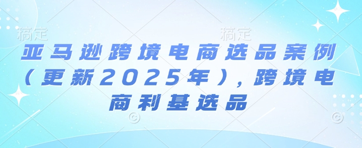 亚马逊跨境电商选品案例(更新2025年2月)，跨境电商利基选品-时课网赚