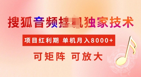全网首发搜狐音频挂JI独家技术，项目红利期，可矩阵可放大，稳定月入8k【揭秘】-时课网赚