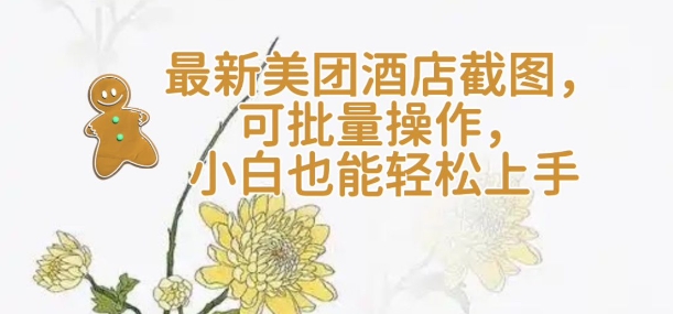 【轻云】最新美团酒店截图，可批量操作，小白也能轻松上手-时课网赚