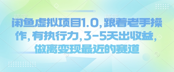 闲鱼虚拟项目1.0，跟着老手操作，有执行力，3-5天出收益，做离变现最近的赛道-时课网赚