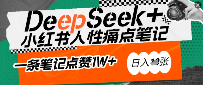 AI赋能小红书爆款秘籍：用DeepSeek轻松抓人性痛点，小白也能写出点赞破万的吸金笔记，日入多张-时课网赚