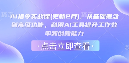 AI指令实战课(更新2月)，从基础概念到高级功能，利用AI工具提升工作效率和创新能力-时课网赚