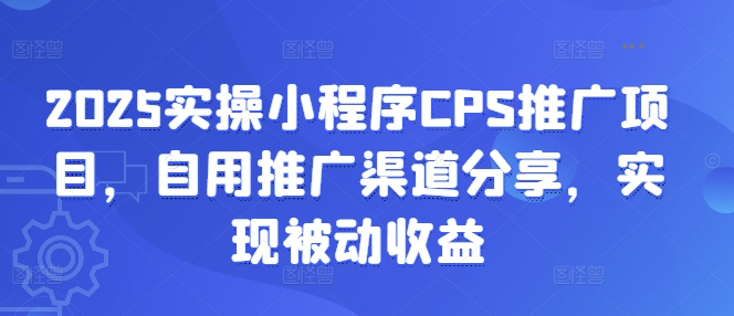 2025实操小程序CPS推广项目，自用推广渠道分享，实现被动收益-时课网赚