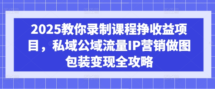 2025教你录制课程挣收益项目，私域公域流量IP营销做图包装变现全攻略-时课网赚