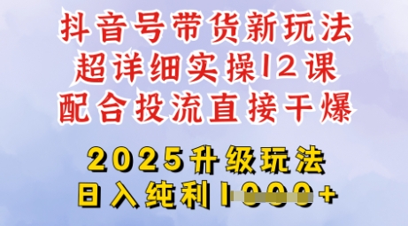 2025全新升级抖音带货玩法，一天纯利四位数，从剪辑到选品再到发布投流，超详细玩法揭秘-时课网赚